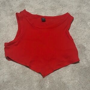 size L shein red cropped halter neck